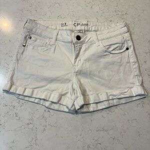 White Cuffed Denim Shorts